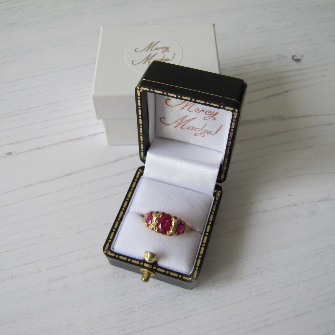 Antique 18ct Gold Ruby & Diamond Ring - MercyMadge