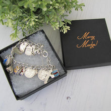 Load image into Gallery viewer, Vintage 1960s Sterling Silver Retro Charm Bracelet, World Travel
