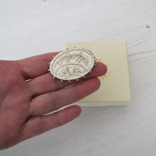 Cargar imagen en el visor de la galería, Victorian Aesthetic Silver Locket Back Brooch. - MercyMadge
