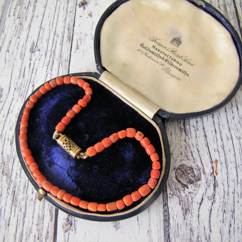 Antique Georgian Red Coral Necklace - Child's Miniature Necklace. - MercyMadge