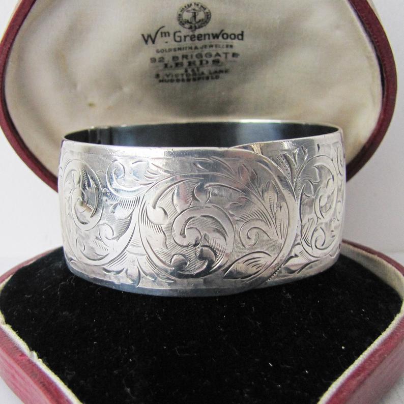 Victorian Sterling Silver Cuff Bracelet, Charles Horner, Chester 1855.