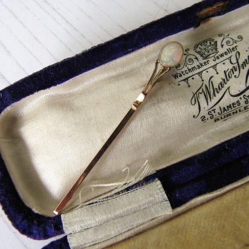 Antique 9ct Rose Gold & Opal Stock Pin - MercyMadge