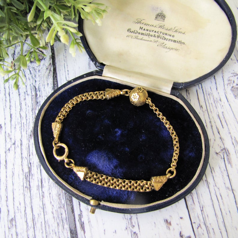 Antique Victorian 18ct Gold Albertina Bracelet. - MercyMadge