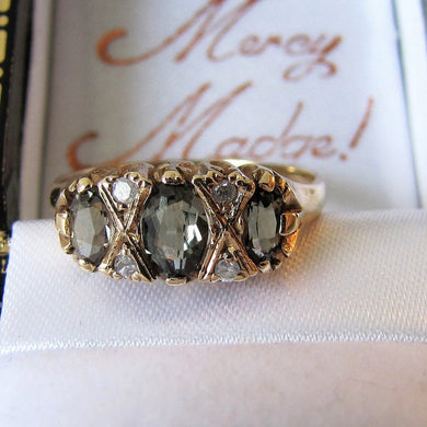 Vintage 9ct Gold Alexandrite & Diamond Edwardian Revival Ring