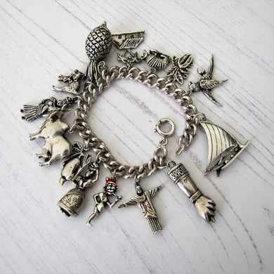 Vintage Afro Brazilian Penca de Balangandan Silver Charm Bracelet - MercyMadge