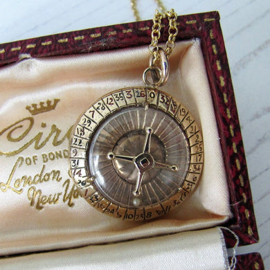 Vintage 1960's 9ct Gold Spinning Roulette Pendant - MercyMadge