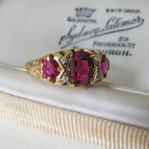 Antique 18ct Gold Ruby & Diamond Ring - MercyMadge