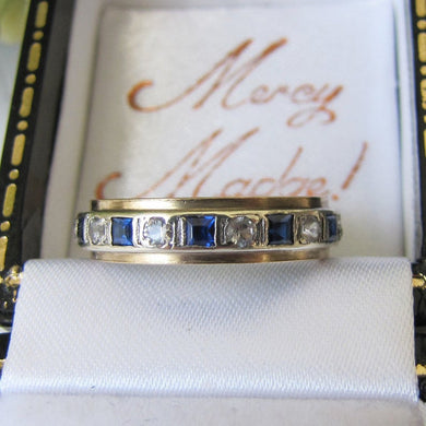 9ct Gold, Sapphire & CZ Diamond Eternity Ring