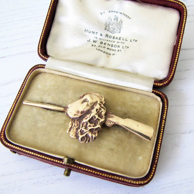 Gold Victorian Dog Cravat/Tie Pin, Flushing Spaniel - MercyMadge