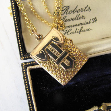 Vintage Victorian Style Gold Book Locket & Chain - MercyMadge