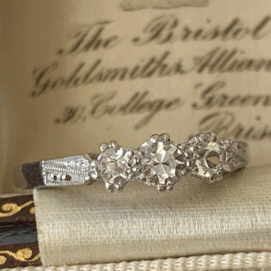 Antique 3 Stone Paste Diamond Engagement Ring