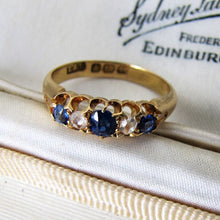 Cargar imagen en el visor de la galería, Victorian 18ct Gold, Diamond &amp; Sapphire Ring - MercyMadge
