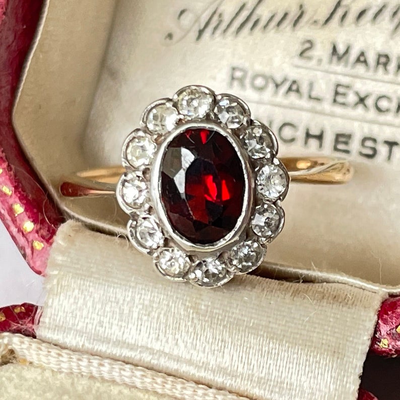 Vintage Bohemian Garnet & Paste Ring