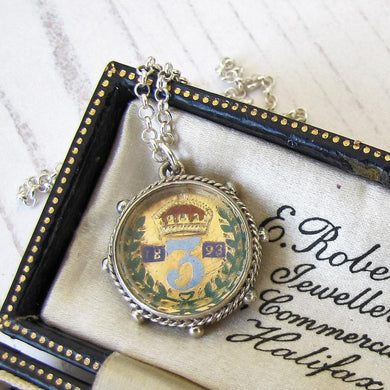 Silver Queen Victoria Enamel Coin Pendant Fob