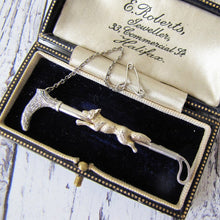 Cargar imagen en el visor de la galería, Antique Victorian Gold And Silver Fox Hunting Stock Pin.
