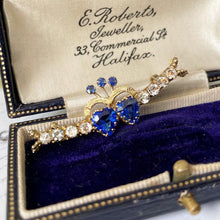 Cargar imagen en el visor de la galería, Antique 9ct Gold and Blue Iolite Sweetheart Brooch. Victorian Luckenbooth Heart Love Token Wedding Brooch
