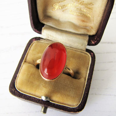 Art Deco 18ct Gold Carnelian Bezel Ring - MercyMadge