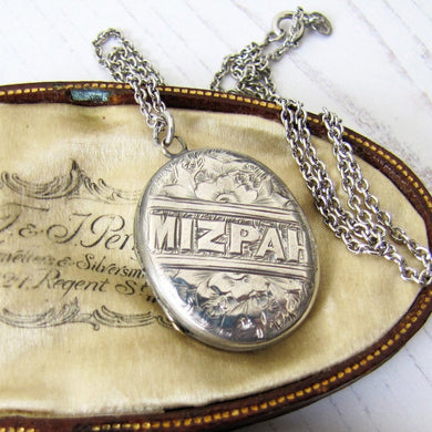 Victorian Sterling Silver Mizpah Locket On Chain - MercyMadge