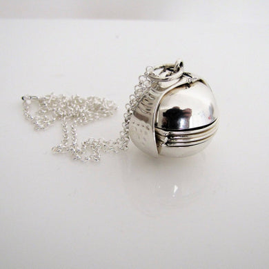 Sterling Silver Pendant Ball Locket & Chain - MercyMadge