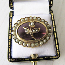 Load image into Gallery viewer, Antique 9ct Gold, Amethyst &amp; Seed Pearl Tulip Brooch - MercyMadge
