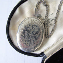 Load image into Gallery viewer, Vintage English Silver Photo Locket &amp; Chain - MercyMadge
