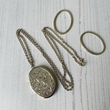 Load image into Gallery viewer, Vintage English Silver Large Locket &amp; Chain
