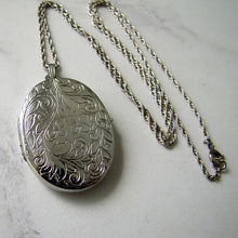 Load image into Gallery viewer, Vintage Victorian Revival English Silver Locket &amp; Rope Chain
