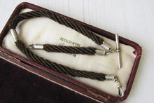 Cargar imagen en el visor de la galería, Victorian Sterling Silver and Braided Hair Pocket Watch Chain
