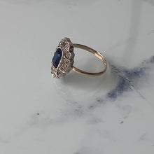 Load image into Gallery viewer, Art Deco 9ct Gold Paste Diamond &amp; Sapphire Ring - MercyMadge
