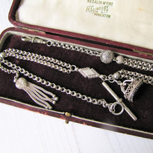 Load image into Gallery viewer, Antique Silver Albertina with Charms, Fob, T-Bar &amp; Dog Clip - MercyMadge
