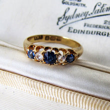 Charger l&#39;image dans la galerie, Victorian 18ct Gold, Diamond &amp; Sapphire Ring - MercyMadge
