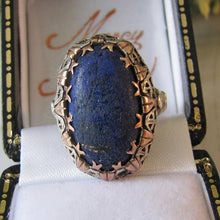 Cargar imagen en el visor de la galería, Antique Georgian Ring, Silver Gold &amp; Lapis Lazuli

