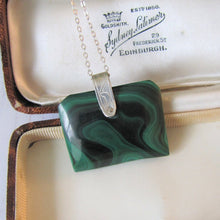 Load image into Gallery viewer, Victorian Carved Malachite &amp; Silver Fob Pendant

