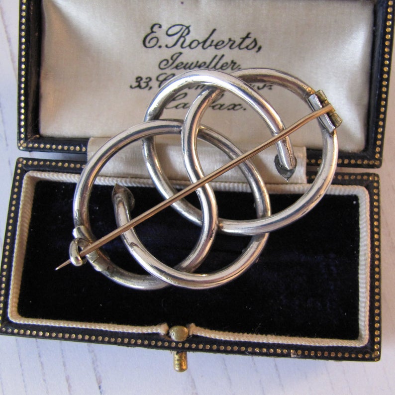 Victorian Sterling Silver Love Knot Snake Brooch.