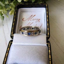 Carica l&#39;immagine nel visualizzatore di Gallery, Vintage 9ct Gold, Sapphire &amp; CZ Diamond Eternity Ring
