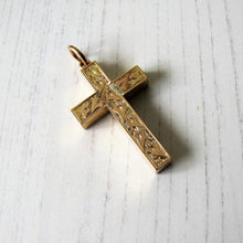 Load image into Gallery viewer, Victorian 15ct Gold Engraved Cross Pendant - MercyMadge
