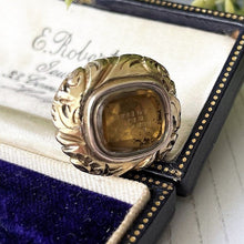 Load image into Gallery viewer, Georgian 15ct Gold Intaglio Fob &quot; To Live &amp; Die For What I Love&quot;
