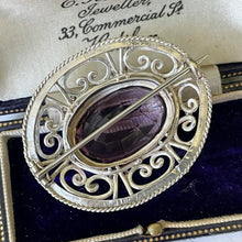 Cargar imagen en el visor de la galería, Victorian Amethyst &amp; Silver Celtic Knot Work Brooch
