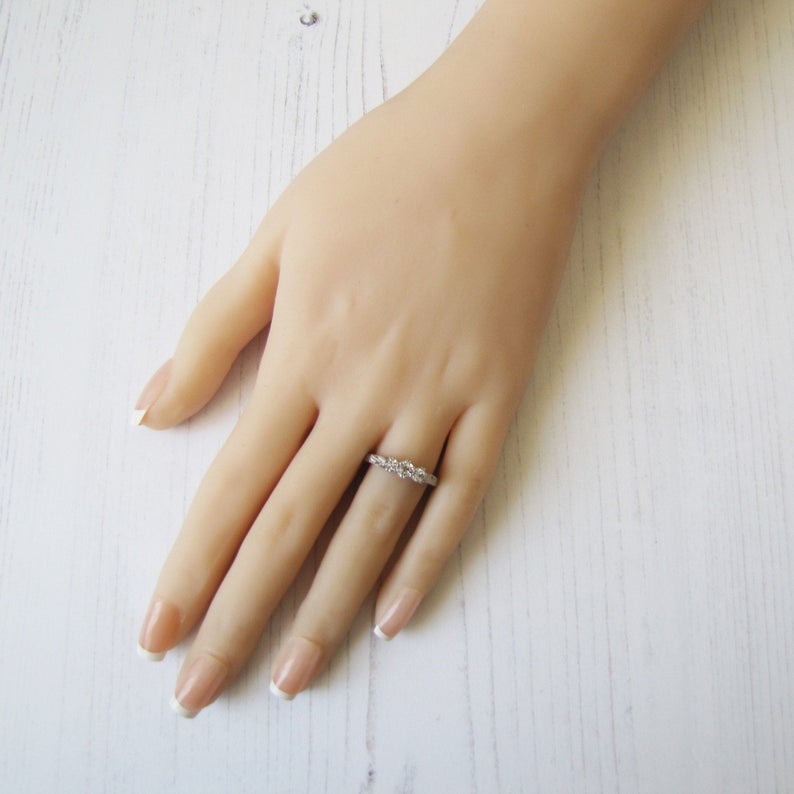 Art Deco 3 Stone Paste Diamond Triology Ring
