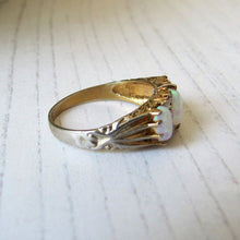 Load image into Gallery viewer, Edwardian Revival 3 Stone Opal &amp; CZ Diamond Ring
