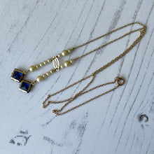 Load image into Gallery viewer, Edwardian 9ct Gold, Pearl &amp; Sapphire Negligee Necklace

