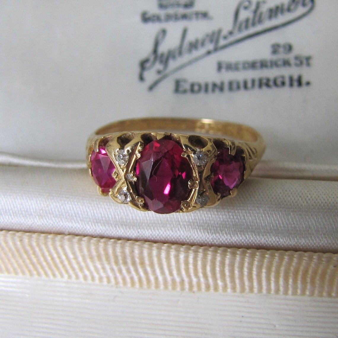Antique 18ct Gold Ruby & Diamond Ring - MercyMadge