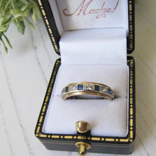 Cargar imagen en el visor de la galería, Vintage 9ct Gold, Sapphire &amp; CZ Diamond Eternity Ring
