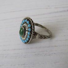 Load image into Gallery viewer, Antique Austro Hungarian Turquoise &amp; Pearl Ring - MercyMadge
