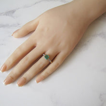 Cargar imagen en el visor de la galería, Art Deco Emerald &amp; Diamond Engagement Ring
