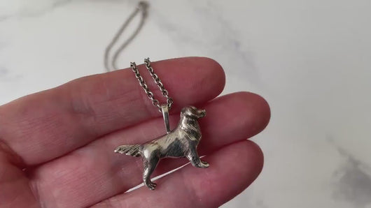 Vintage Sterling Silver Figural Dog Pendant Necklace
