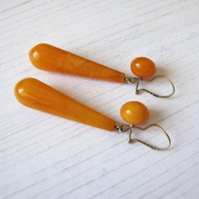 Load image into Gallery viewer, Antique Baltic Amber Torpedo Earrings
