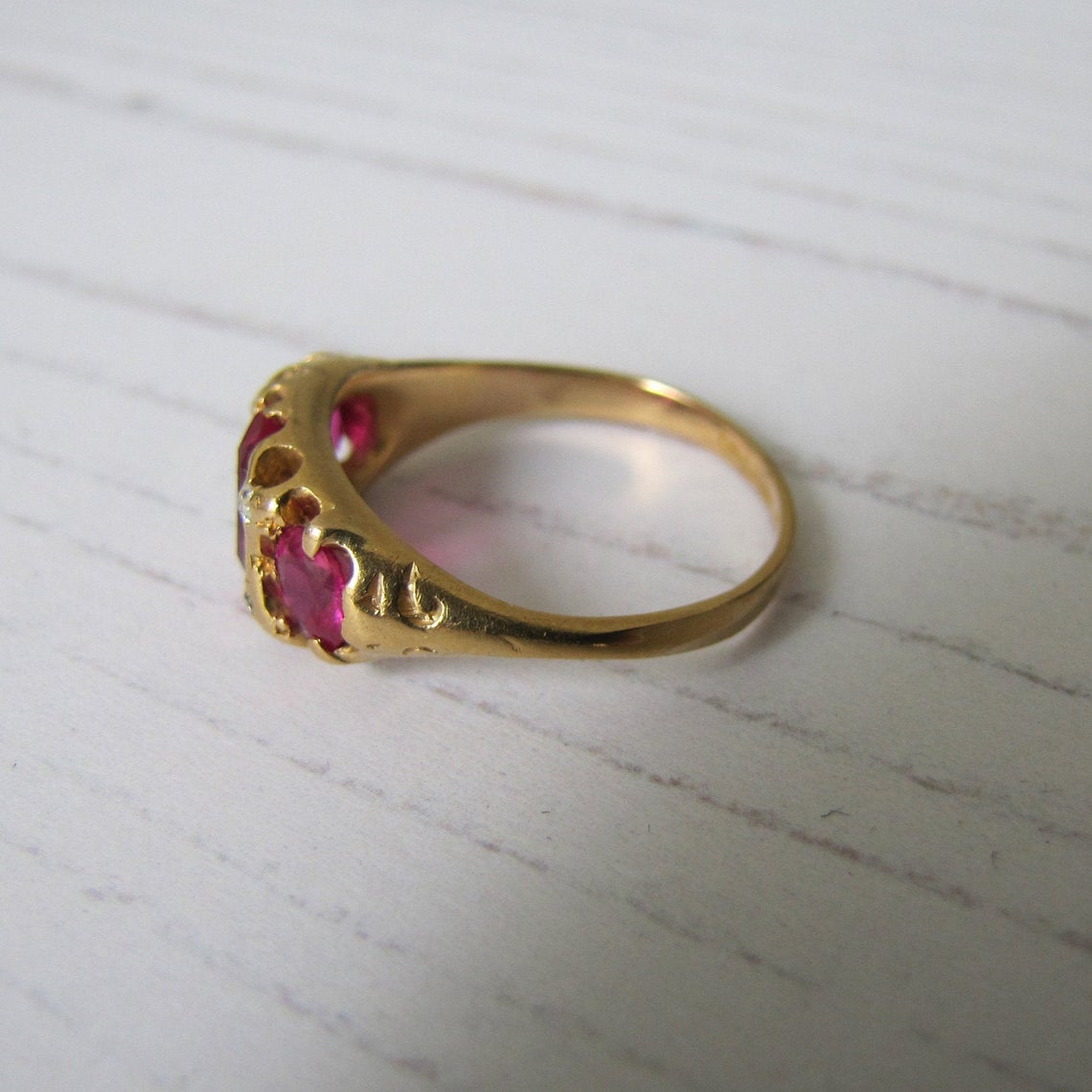Antique 18ct Gold Ruby & Diamond Ring - MercyMadge