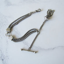 Load image into Gallery viewer, Victorian Silver Albertina Bracelet with Shell Charms, Tassel, T-Bar &amp; Dog Clip
