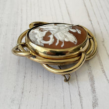 Load image into Gallery viewer, Victorian Rolled Gold Cameo &amp; Hair Curls Swivel Brooch
